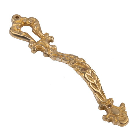 Cast Brass Decorative Pull Handle With Keyhole Insert And Escutcheon Plate For Cabinet Doors And Dresser Drawers, Three And Five Eighths Inch High By Three Quarters Inch Wide, Includes Keyhole Cover Escutcheon Pins, Antique Modern Furniture Hardware