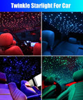 Car And Home Starlight Headliner Kit with 16W High Power RGBW Fiber Optic Lights installed in car interior creating star ceiling decor.