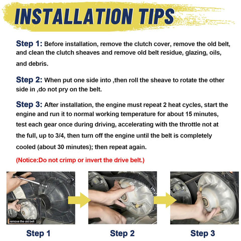 Installation tips for Heavy Duty CVT Drive Belt For ATV UTV Polaris RZR 800 Ranger 500 800 during setup process
