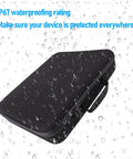 Rugged Travel Case For Mini Dish Kit with Shockproof IP67 Waterproof EVA Storage showing waterproof feature with raindrops