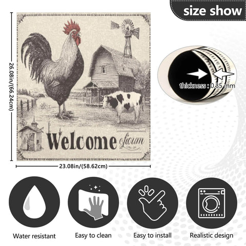 Totally Handy Magnetic Door Cover for Dishwashers and Fridges, 23 by 26 Inch Single Panel, PVC Coated, Farm Animal Rooster Barn Cow Decor