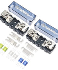 Built Tough Modular Inline Fuse Block Kit Featuring ANL To Mini ANL Holders For 1 0 2 4 Gauge Wires with brass connectors and fuses.
