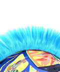 Fluorescent Neon Blue Mohawk Helmet Accessory With Sticky Hook And Loop Fastener Adhesive for motorcycle, motocross, snowmobile helmets