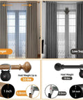 Heavy Duty Wood Curtain Rods for Windows 48 to 84 Inches with 1 Inch Diameter, Imitation Wood Grain Finials, supports 30 lbs curtain