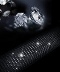 Fresh Bling Diamond Leather Steering Wheel Cover Loaded With Sparkly Crystal Rhinestones Universal Fit For Rides Trucks And SUVs showcasing rhinestones and diamonds on a black surface.