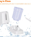 Two Pack Automatic Pet Feeder And Gravity Water Dispenser For Cats And Dogs Serving Up A No Sweat Self Refilling Setup showing removable parts for easy cleaning.