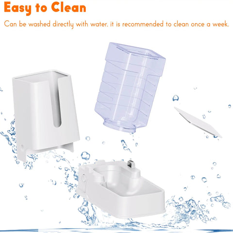 Two Pack Automatic Pet Feeder And Gravity Water Dispenser For Cats And Dogs Serving Up A No Sweat Self Refilling Setup showing removable parts for easy cleaning.