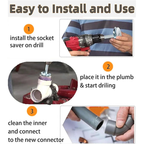 Installation steps for Seven Piece PVC Socket Saver Set With Stainless Steel Plumbing Fittings For Household Repairs