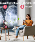 20000mAh Portable Camping Fan With LED Light Battery Powered Quiet Operation USB A And USB C Ports for emergency backup