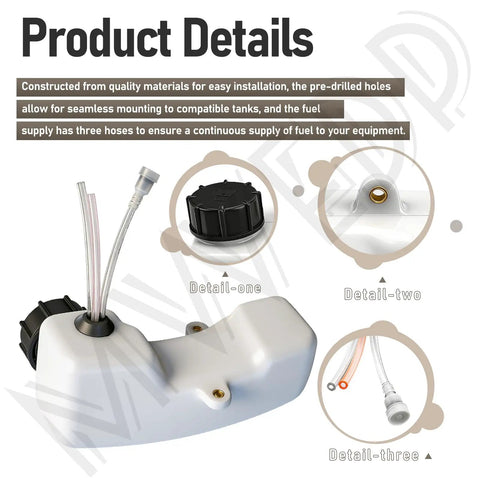 Fuel Tank Kit For Two Cycle Engines With 3 Hole Grommet And 3 Fuel Hoses, Compatible With SV-5C SV-6 TC-210 SRM-210 SRM-211