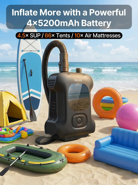 Cordless Paddle Board Pump With Long Battery Life Inflates 4.5 SUPs Up To 20 PSI Auto Off Dual Stage fast inflation and deflation