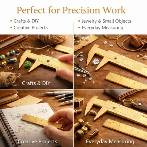 Brass Mini 80mm Double Scale Caliper Handy Portable Sliding Gauge For Gemstones And Jewelry Making Bead Measuring Tool Includes 60mm Brass Ruler Vintage Style No Battery Needed Lightweight Pro Grade And Durable, used for precision work