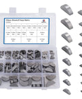 Boeray 164-piece woodruff key set, metric sizes for crankshafts, carbon steel, in clear plastic storage case.