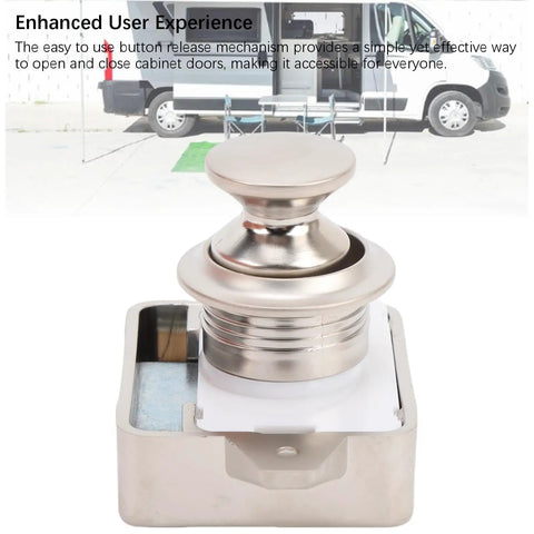 Push Button Cabinet Latch For RVs And Yachts, Zinc Alloy Cupboard Door Lock With Screws And Spare Cap, Pearl Nickel Finish