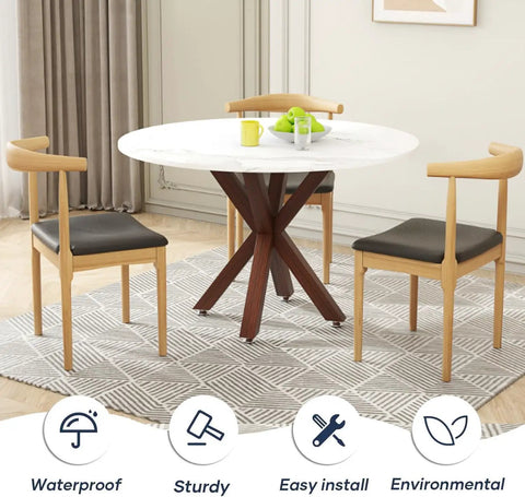 Dining area with round table featuring 28 Inch Heavy Duty Table Legs With Suction Cups And Pre Drilled Holes Fit Glass Marble Wood Tops