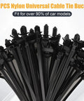 Heavy Duty Nylon Push Mount Cable Zip Ties Kit, 50 Pack, 5 Sizes, black UV resistant tie fasteners for auto and home repairs.