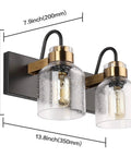 Two Light Bathroom Vanity Lighting Fixture Black And Brushed Gold Farmhouse Style Over Mirror Wall Sconces With Bubble Glass