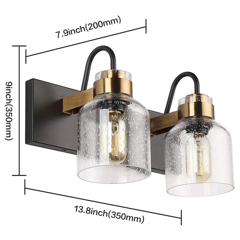 Vintage Style Four Light Vanity Light Fixture Over Mirror In Brushed Bronze Black Finish With Bubble Glass Globes For Bathroom