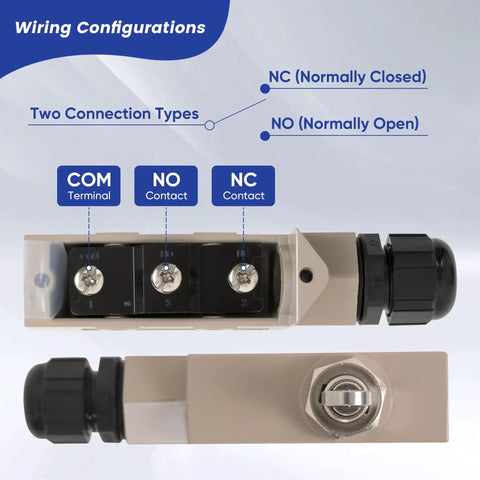 Wiring details of Liyufecor Tz-6002-15A Heavy Duty Contactor Micro Switch with COM, NO, and NC connections.