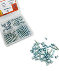 60 Piece Set Of Machine Screws Size Eight Thirty Two Thread Assortment Kit With Phillips Pan Head In Four Lengths visible with case