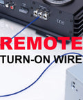 Remote turn-on wire from the 8 Gauge Car Amplifier Wiring Kit With Power Cable, Ground Cables, Turn-On Wire, Speaker Wire, Terminals And Fuse Holder.