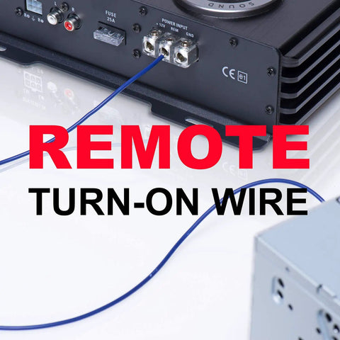 Remote turn-on wire from the 8 Gauge Car Amplifier Wiring Kit With Power Cable, Ground Cables, Turn-On Wire, Speaker Wire, Terminals And Fuse Holder.