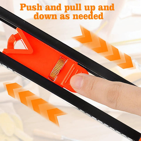 Heavy Duty Contour Scribe Tool With Adjustable Roller Tracks wavy lines showing adjustable mechanism in use for accurate profile tracing.