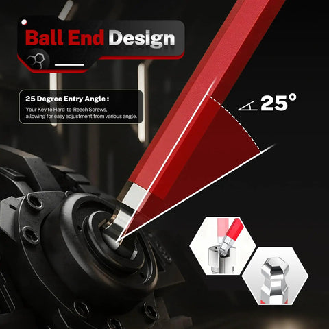 All In One Allen Wrench Set SAE Metric Torx Magnetic Ball End T Handle 27 Piece Kit For Home Auto DIY Pros Includes Magnetic Ball End Easy Grip Precise Hex And Torx Fit Heavy Duty Construction Magnetic Tip Keeps Bits In Place. ball end design, 25° entry angle