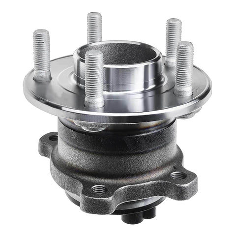 Front view of Rear Wheel Bearing And Hub Assembly Pair For Ford Transit Connect 2014 2015 2016 2017 2018, 5 Lug, 4 Bolt Rectangular Flange.