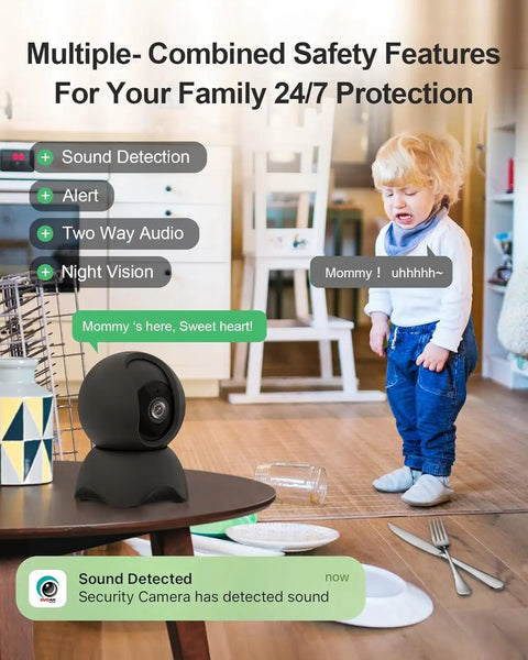 Straight Up Reliable Indoor Security Cam With Smooth 1080P HD Stream And Effortless Dual Band WiFi Pairing for monitoring children.