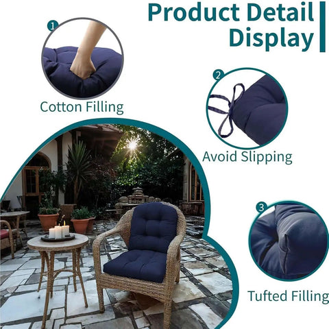 Cozy Up Outdoor Indoor 18 By 18 Inch Waterproof Floral Seat Cushions Set Of 2 with tufted design on wicker chair.