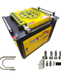Heavy Duty 4000W Electric Rebar Bender Machine For Steel Ties Up To Two Inches Angle with tools and pedal controls.