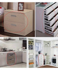 Heavy Duty Side Mount Ball Bearing Drawer Slides 2 Piece Full Extension Cabinet Hardware seen in various cabinetry setups.