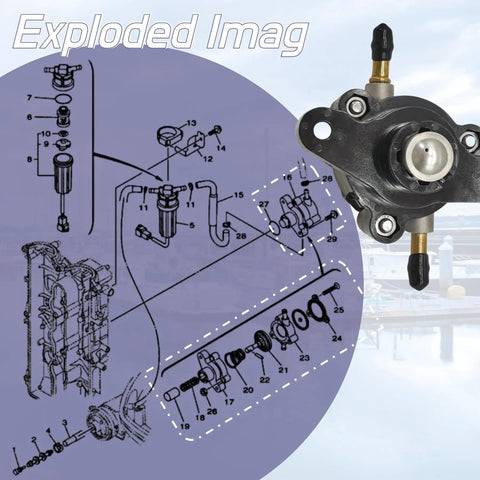Outboard Fuel Pump Replacement For Yamaha And Mercury 4 Stroke Engines 75 80 90 100 115 HP Plug-N-Play Easy Install diagram