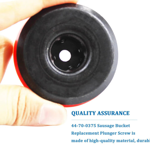 Close-up of Metal Sausage Plunger Kit For Cordless Caulking And Grease Gun With Air Relief Hole Includes Five Sixteenth Inch By One Inch Screw Fits 2441-20 2641-20 2641-21CT 2642-21CT 2643-21CT