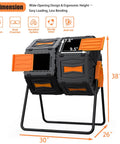 Dual Chamber Rotating Compost Bin Outdoor No Bending No Lifting 45 Gallon Tumbling Garden Bin With 360 Degree Rotation BPA Free