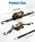 Two Pack 2 Inch Retractable Ratchet Straps With Storage Bag, Self Retracting Tie Down Straps 15 Ft, 3,300 Lb Break Strength