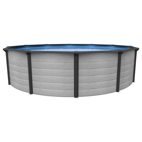 Oasis 18 Ft Round Above Ground Pool Kit With 52 Inch Steel Wall Vinyl Liner And Skimmer Rugged Steel Frame Backyard Pool Structure
