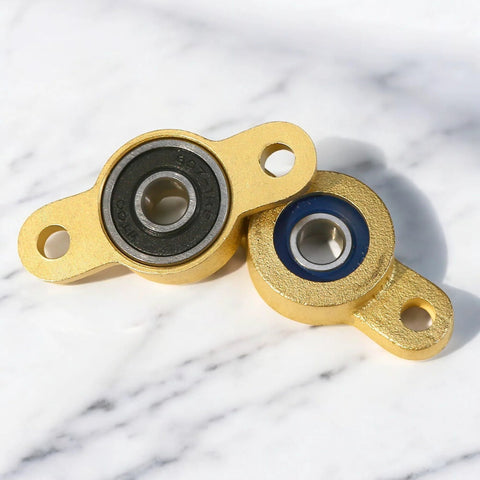 Two pillow block bearings for 6mm shaft; 1/4in bore, self-aligning, cast-iron housing with 2-bolt flange