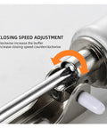 Close-up of the Heavy Duty Aluminum Door Closer With Soft Close Pro Grade Adjustable Auto Closer speed adjustment feature.