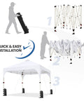10x10 Pop Up Canopy Tent With Vent For Quick Setup Instant Sun Shelter On Wheeled Bag installation steps with figures