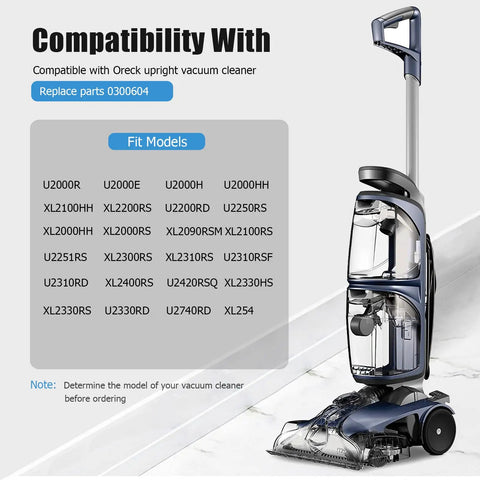 Compatibility chart for Premium Replacement Belt For Upright Vacuum Cleaners 0300604 4 Pack Fits XL Series And U2000 Models Easy Install