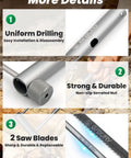 Folding Hand Saw For Outdoor Survival And Camping, close-up of aluminum alloy frame and two 12.4-inch replaceable blades.