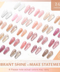24 Color Hema Free Gel Nail Polish Kit With Pro Brush Nude Pink Sheer Shades Non Toxic And Transparent Soak Off Gel