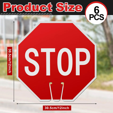 6 Pack 12x12 Inch Double Sided Stop Signs For Construction Zones Parking Lots And Kid Safe Areas Weatherproof PVC