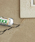Gray Mortar And Stucco Repair Caulk 3 Pack 10.5 Oz No Hassle Squeeze Tube Brick Joint Sealant All Weather Tough Crack Fixer That Gets The Job Done Without Breaking A Sweat applying to a wall crack.