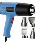 Heat Gun With Dual Temperature 572 To 1112 Fahrenheit, Two Speed, 110 Volt, Four Nozzles, Built-In Overload Protection, Blue