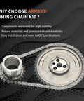 Gen 3 LS V8 Timing Chain Kit Beefed-Up Performance For 4.8L 5.3L 6.0L Engines with sprockets and chain on dark background