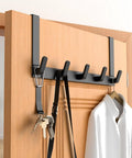 Over The Door Coat Rack And Hooks Heavy Duty Organizer For Winter Gear Fits Doors Up To One And Three Quarter Inches No Drill Easy Install Black L7U