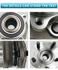 Premium Quality Fresh Pair Of Front Wheel Bearing Hub Assemblies For Tesla Model 3 And Model Y AWD, close-up views of detailed components.